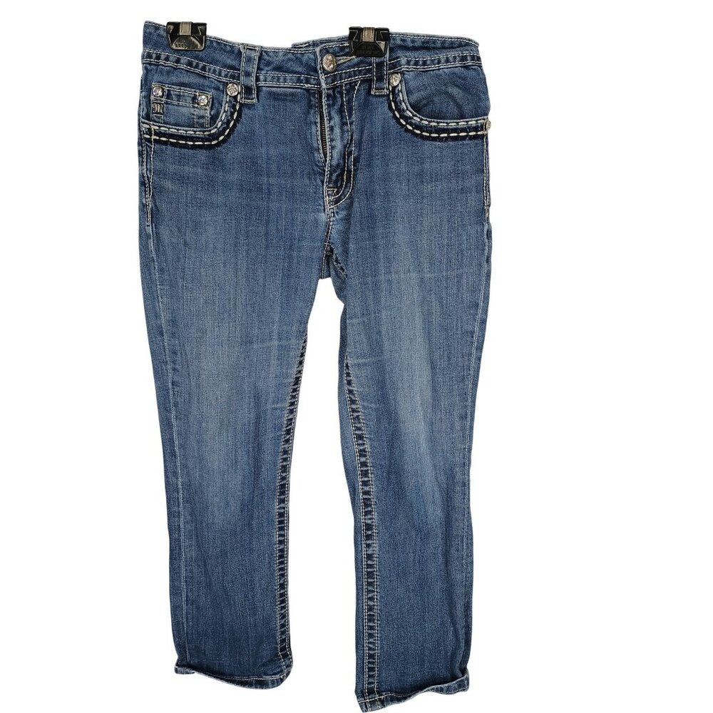 Miss‎ Me Womens Distressed Embellished Skinny Jeans W27 Blue Denim